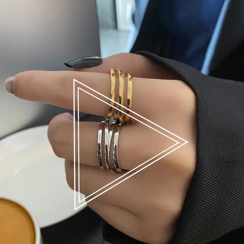 925 Sterling Silver Open Multi-Layer Adjustable Rings Vintage WeddingTrendy Jewelry For Woman Fine Accessories
