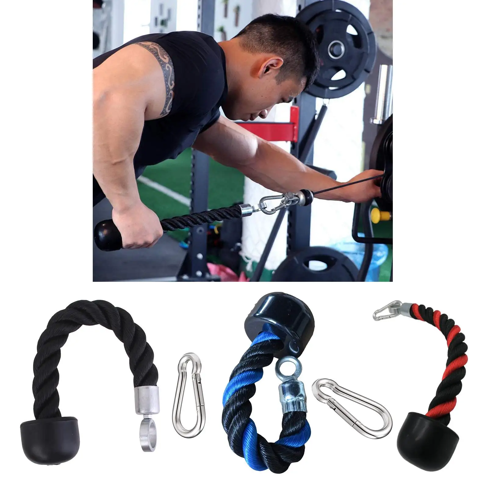 Triceps Rope Single Grip Pulley Cable Attachment Pull Down LAT Handle Accessories Grip Strength Exerciser Back Arm Muscle Builde