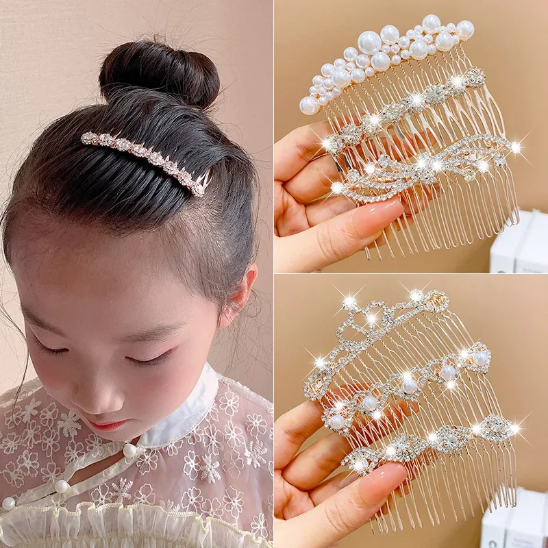 Rhinestones Crystal Hairclips Fashion Hair Combs Metal Glitter Shiny Hairpins for Women Hair Styling Accessories Bun Headdress