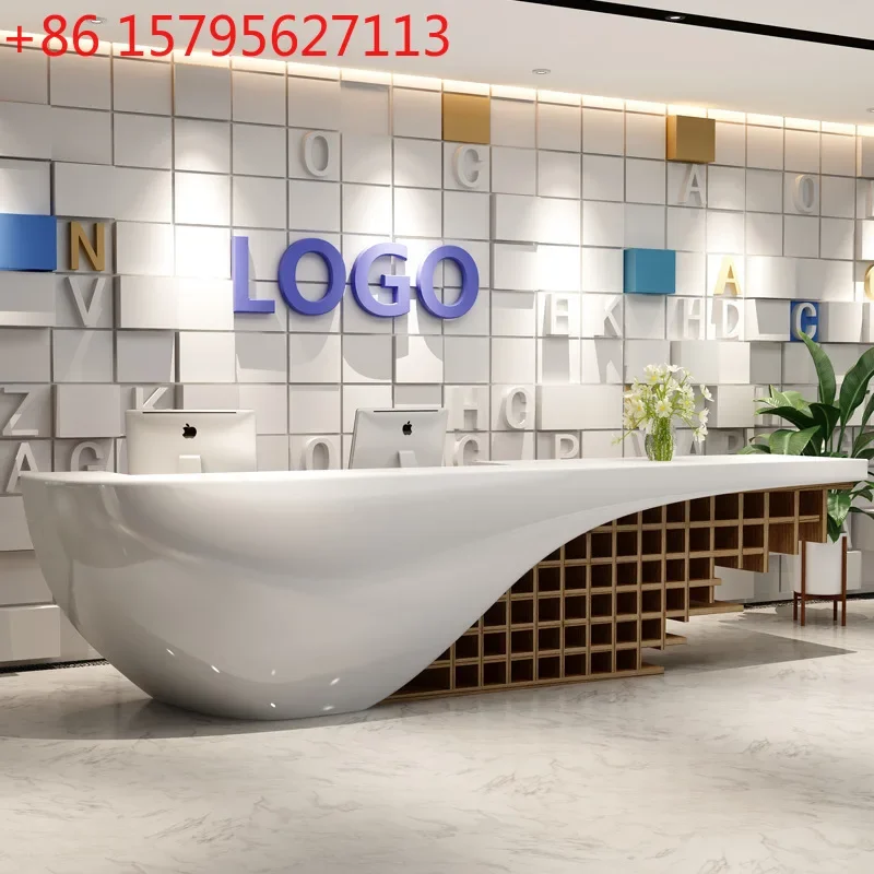 Company paint front desk FRP beauty salon reception desk fashion light luxury cashier consultation counter bar