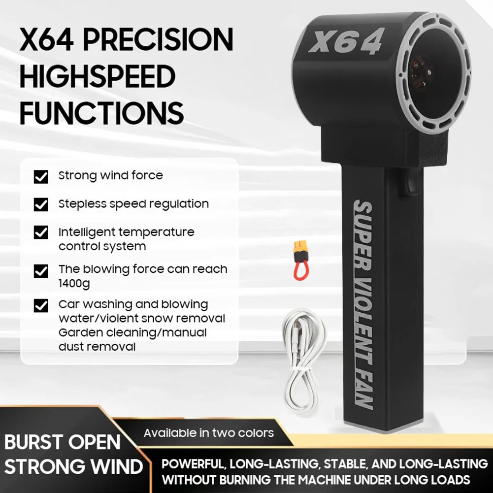 

Violent Turbo Fan 64mm Brushless Motor 1400g Thrust Electric Strong Dust Blower 12 Blade Handheld Turbo Jet Fan 8000mAh Recharge