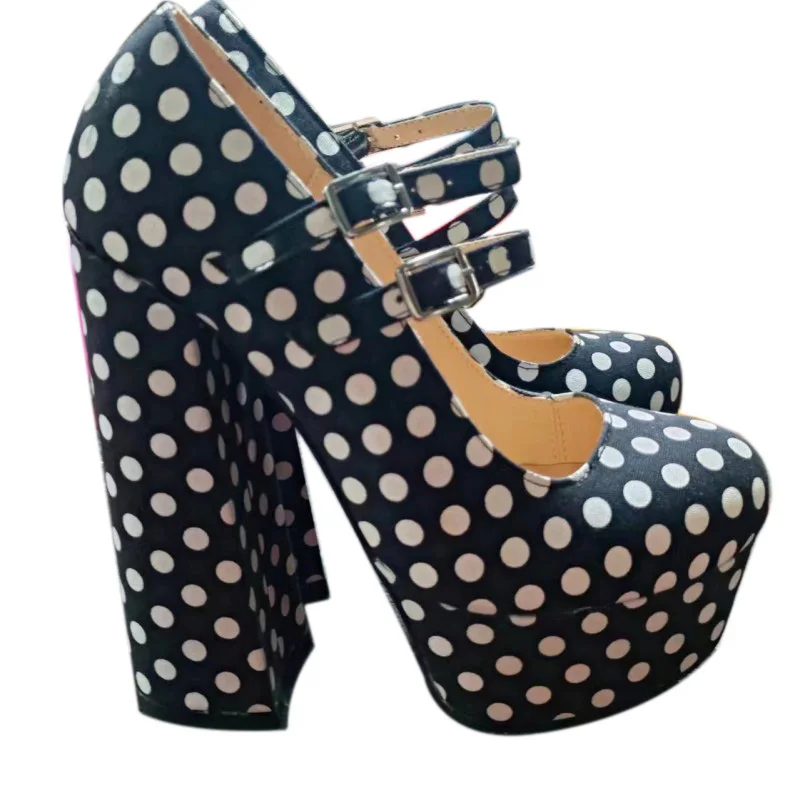 

SHOFOO Модные женские туфли на высоком каблуке. Высота каблука около 15 см. Туфли с круглым носком. Туфли четырехсезонные Туфли на пряжках.34-46