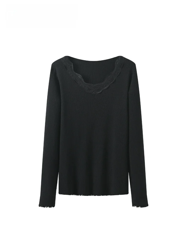

plus Size Women's Knitted Long Sve round Ne Top Loose Fit Conceals Flatters plus Size Spring Faion Casual Inner Wear