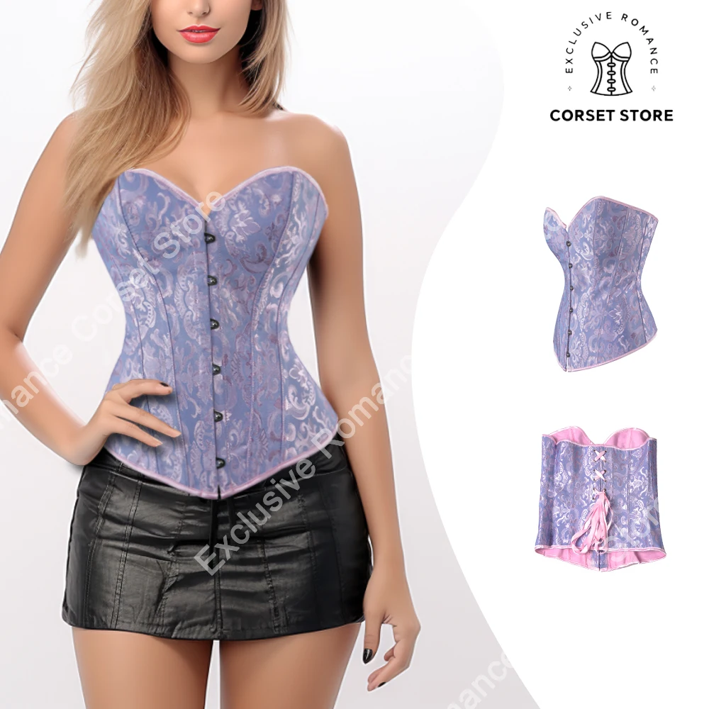 Black Corset  Elegant Woman Corset Top Jacquard Gothic Bustiers & Corsets Mujer Satin Lingerie Retro Overbust Plus Size XS-6XL