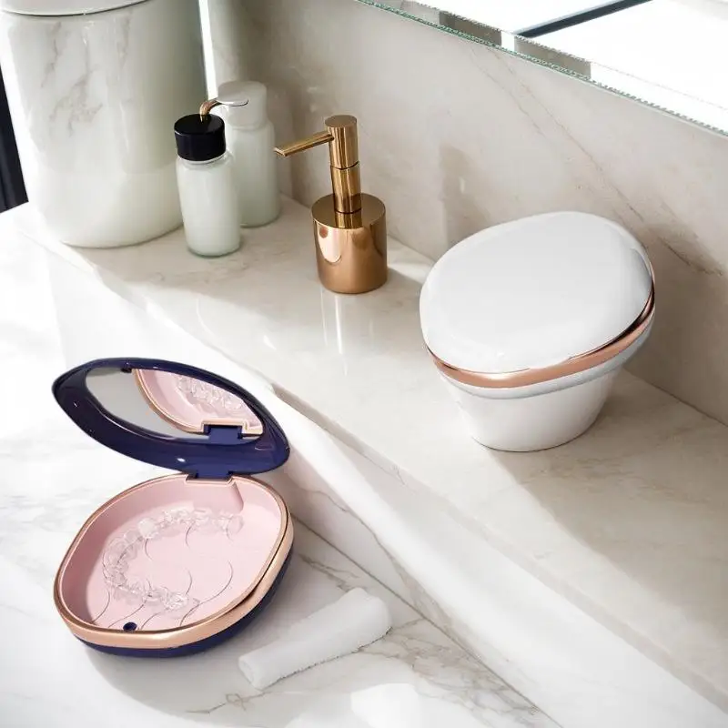 1 قطعة علبة الأقواس مع مرآة صندوق التجنيب الأسنان حافظة المغناطيسي أليجنر حامي الفم الحاويات للأسنان السفر صندوق أسنان كاذبة #1