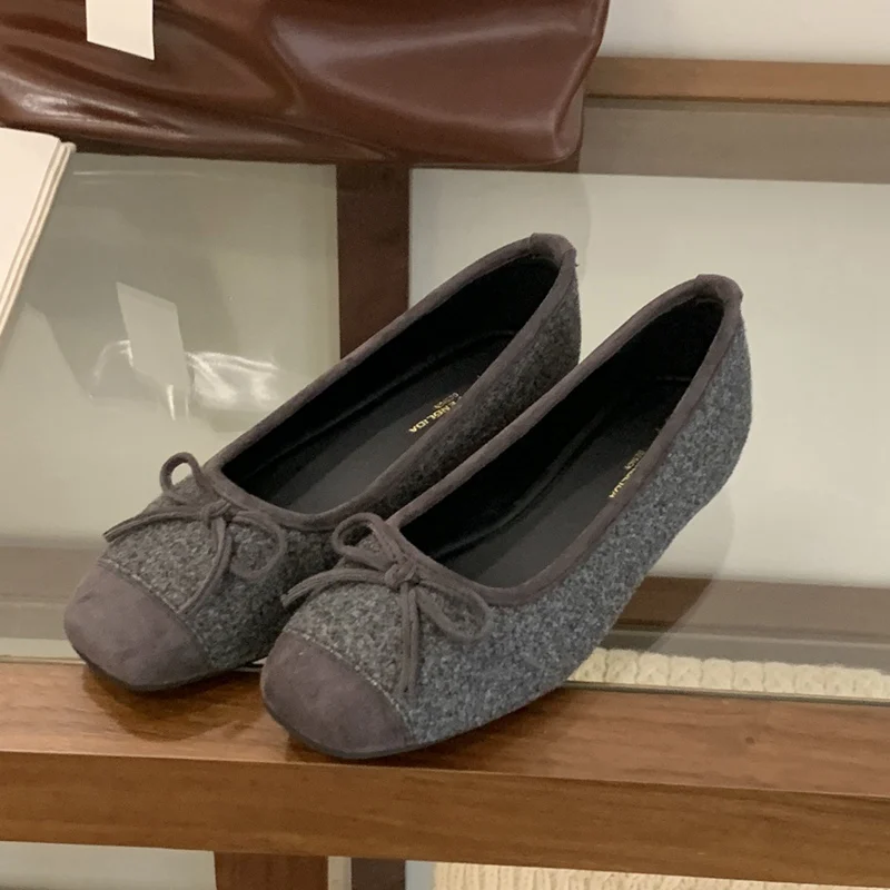

2025 New Autumn Flats Shoes Women Fashion Square Toe Shallow Bow Knot Ballet Female Ballerina Soft Moccasins Casual Loafer Mujer