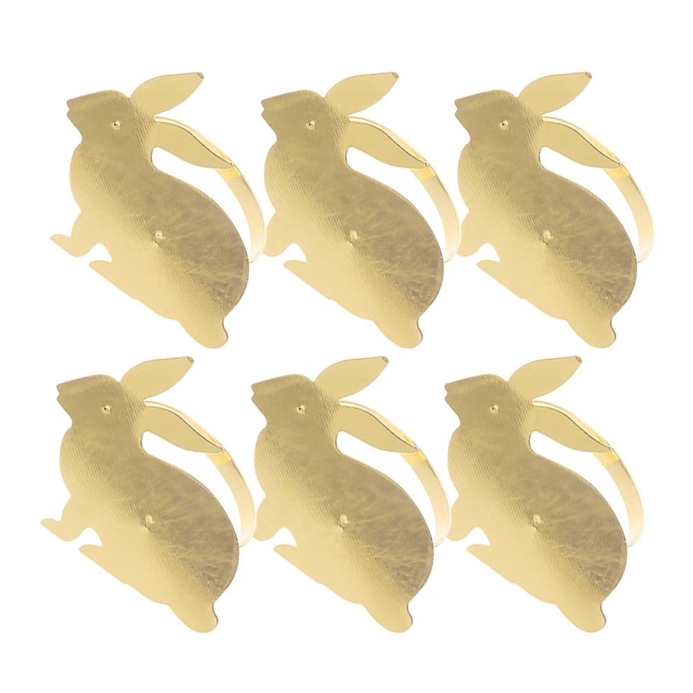 

6pcs Metal Rabbit Napkin Rings Smooth Surface Elegant Decorative Buckles Dining Table Accessories Easter Party Supplies