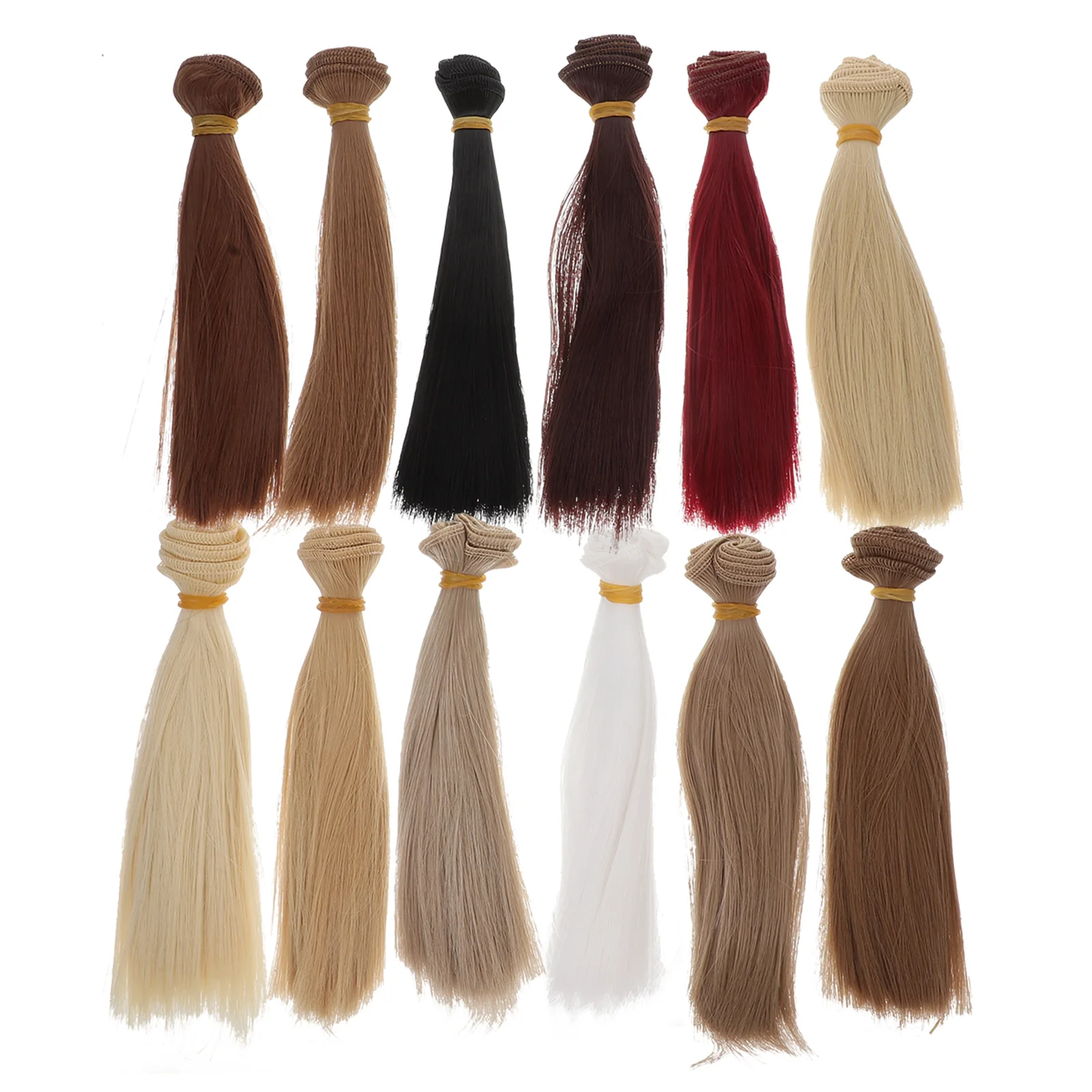

12pcs Heat Resistant Straight Hair Handcraft DIY Wigs Weft Hair Extensions - 100x15cm diy straight hair