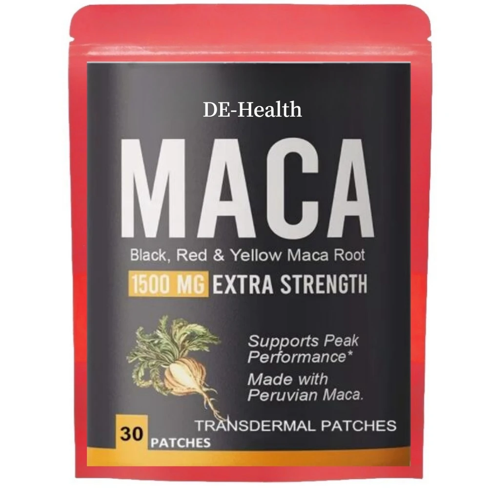 Organic Maca Root Transdermal Patches with Black + Red + Yellow Peruvian Maca Root Extract for Men and Women 30 Patches