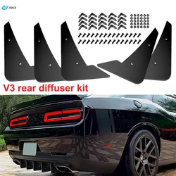 Rear Diffuser V3 5 Fins Set Compatible with Dodge Challenger 2015-2022 Stock Rear Bumper Rear Bumper Diffuser Shark Fins 5Pc/Set