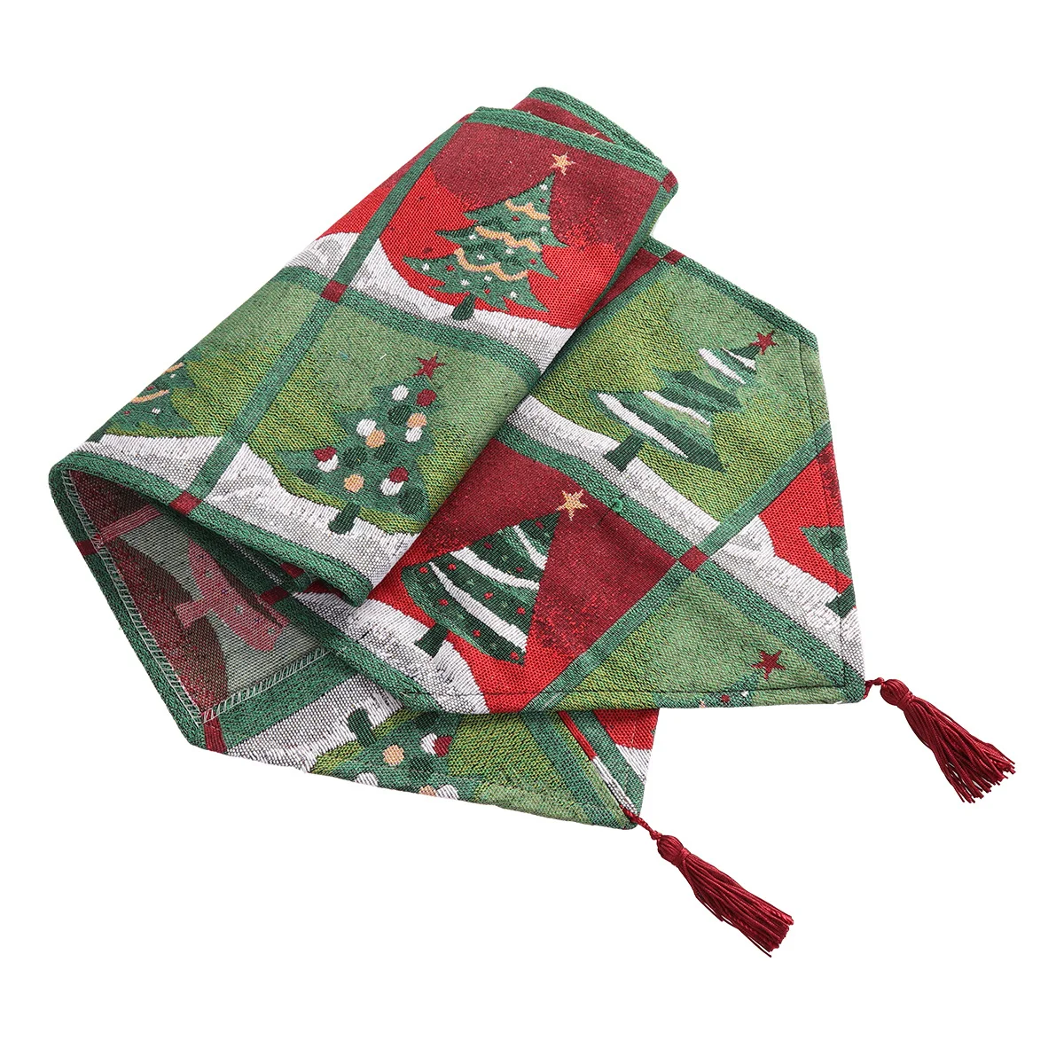 

Christmas Tree Tablecloth Long Printed Nordic Style Table Cover Breathable Decorative Table Runner for Xmas Party