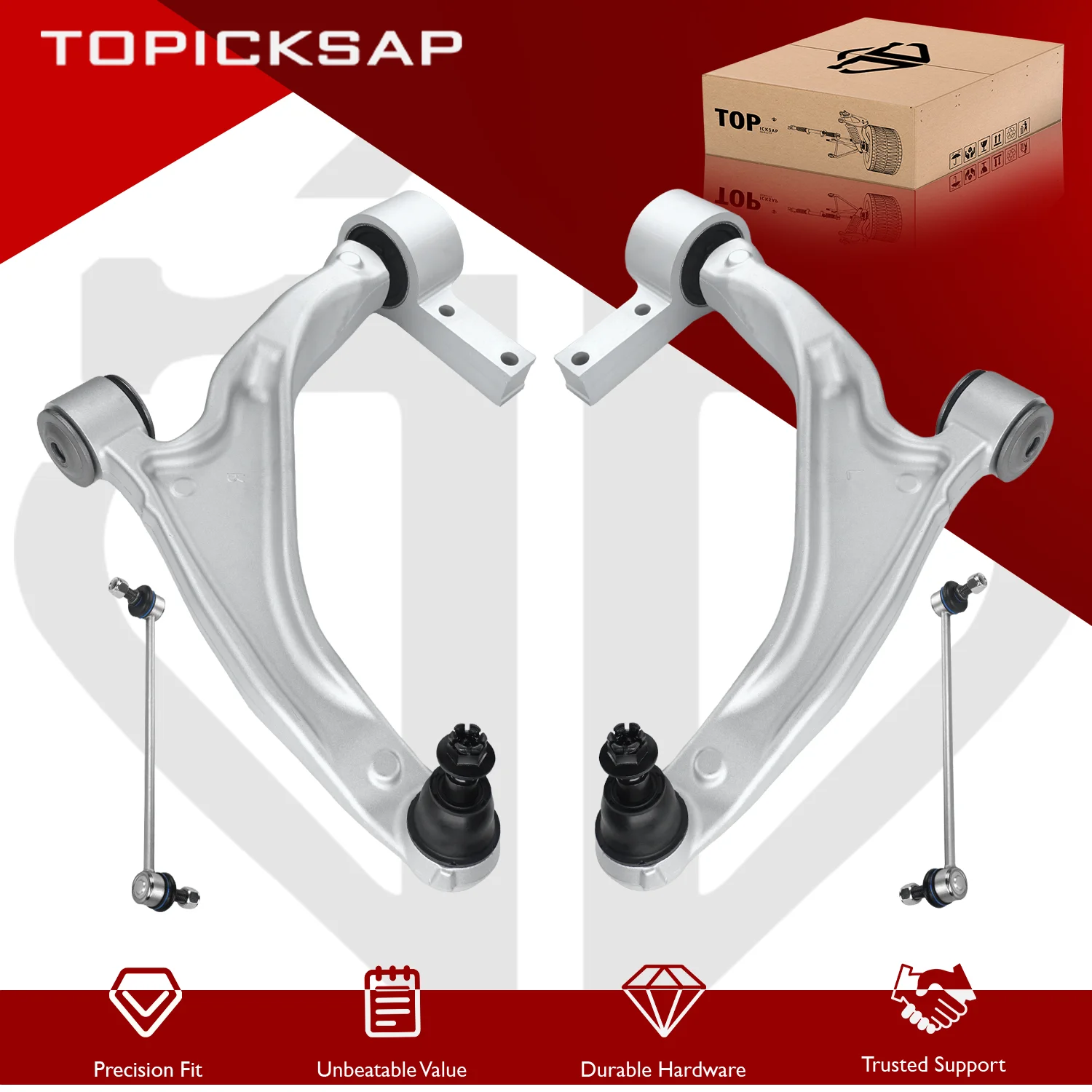 TOPICKSAP 4Pcs Front Control Arm Ball Joint Sway Bar Link Assembly Kit 51350-SZA-A02 for Honda Pilot FWD 2009-2014 2015