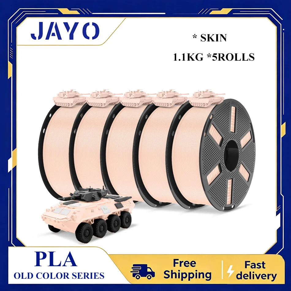 JAYO PLA Filament 5 Rollen 3D-Drucker Filament PLA 1,75mm Passend für die meisten FDM 3D-Drucker Wiederverwendbare Spule mit 3D-Filament-Nachfüllungen 1,1KG/Rolle