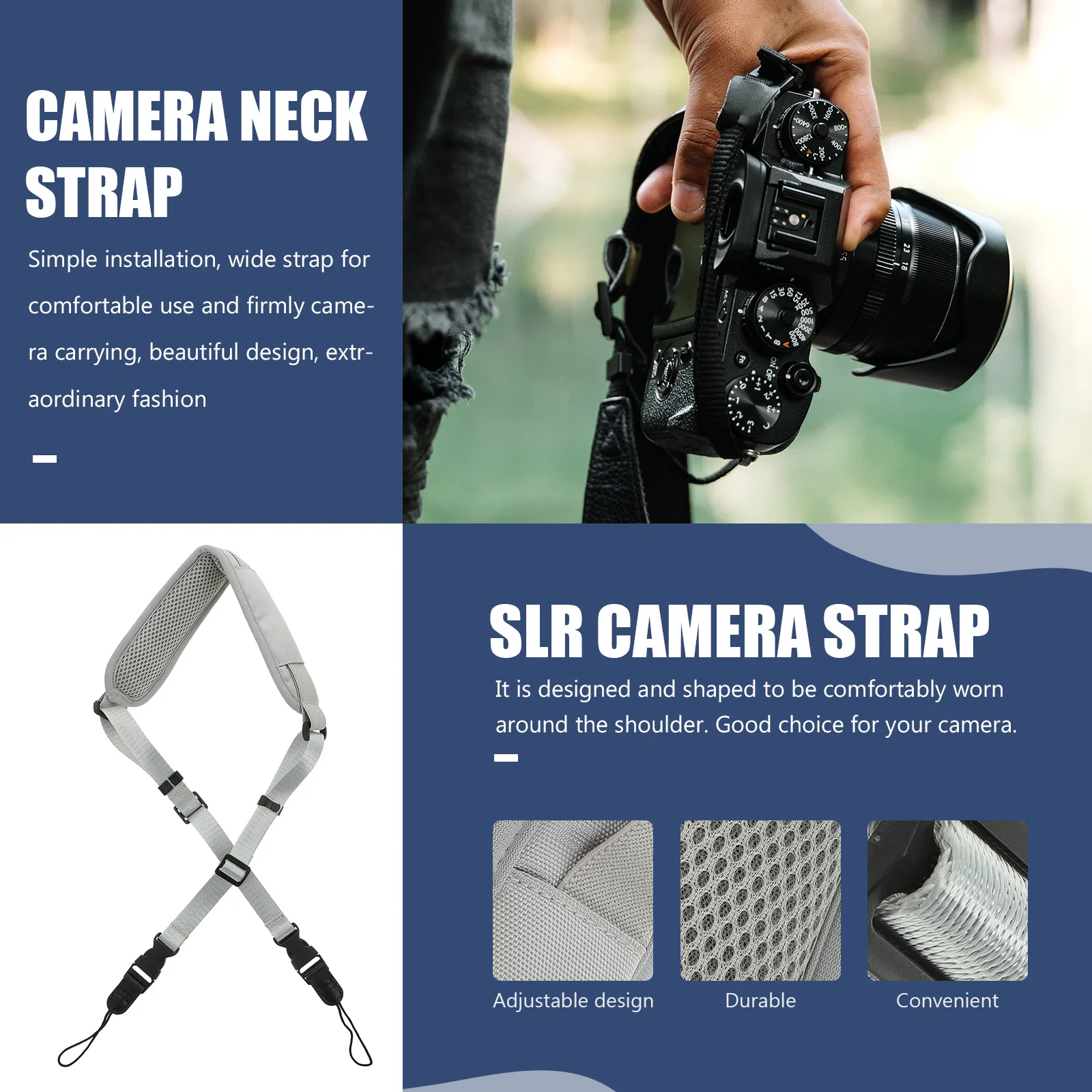 

Adjustable Camera Neck Strap Universal Shoulder Sling Strap for Travel Comfortable Wide Design Long-Lasting Durability