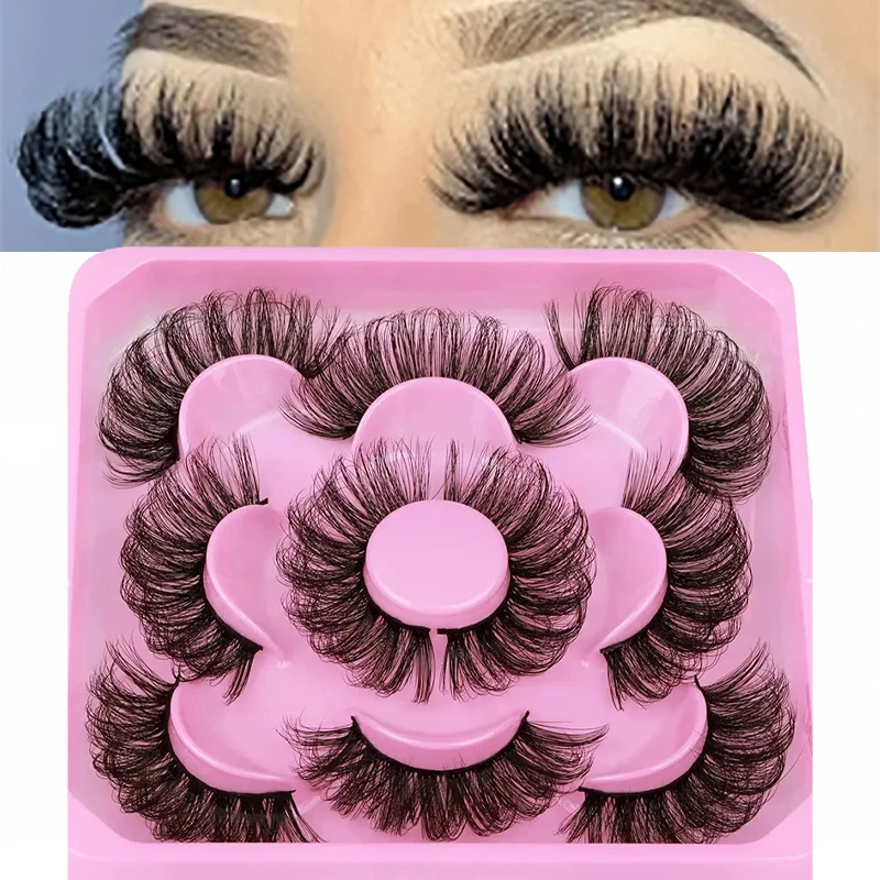 5 pairs of Russian curly false eyelashes, curled three-dimensional explosive hair, fluffy and slender eyelashes