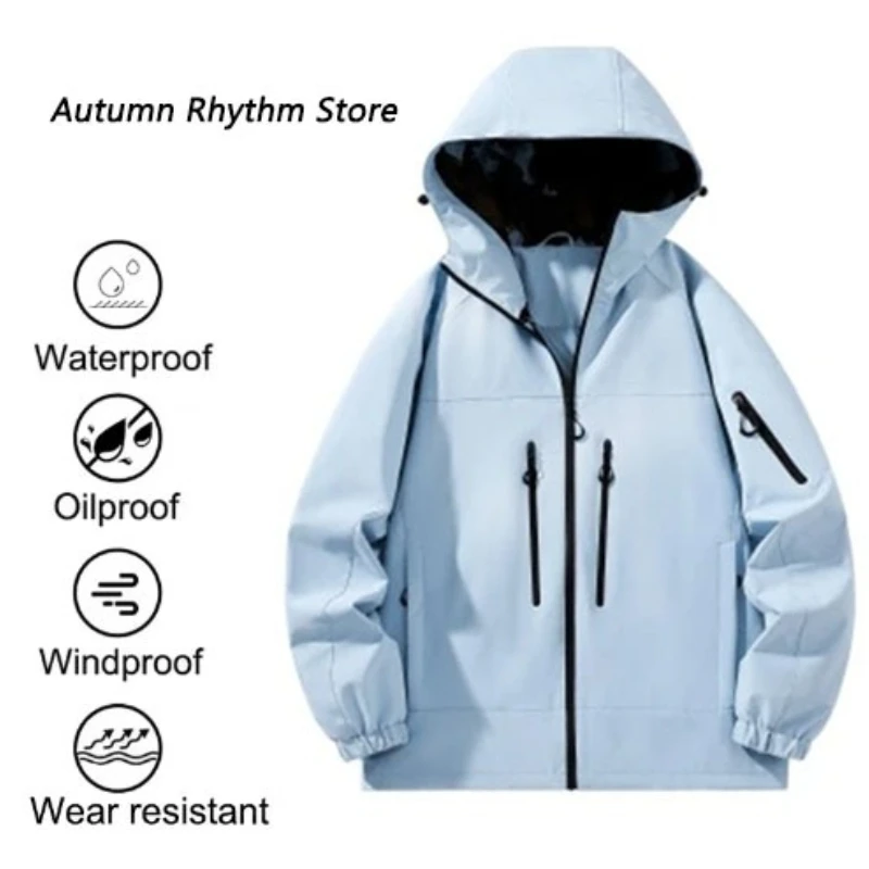 

Новая куртка в спортивном стиле, уличная ветрозащитная куртка с капюшоном на молнии и несколькими карманами для альпинизма, модная повседневная мужская куртка