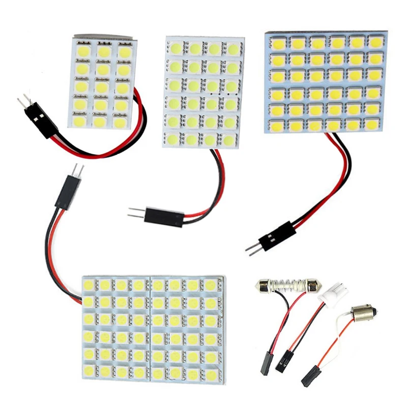 

50Sets 24V White Car LED Festoon Dome Panel Reading Light 12/15/18/24/36/48SMD T10 BA9S Adapter Base Car Accessories