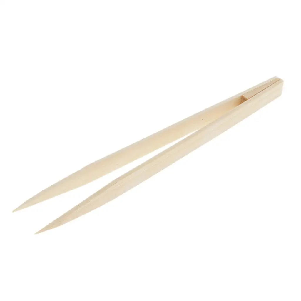 15cm Unpainted Wooden Bamboo Tweezers Friendly Tools Pincers