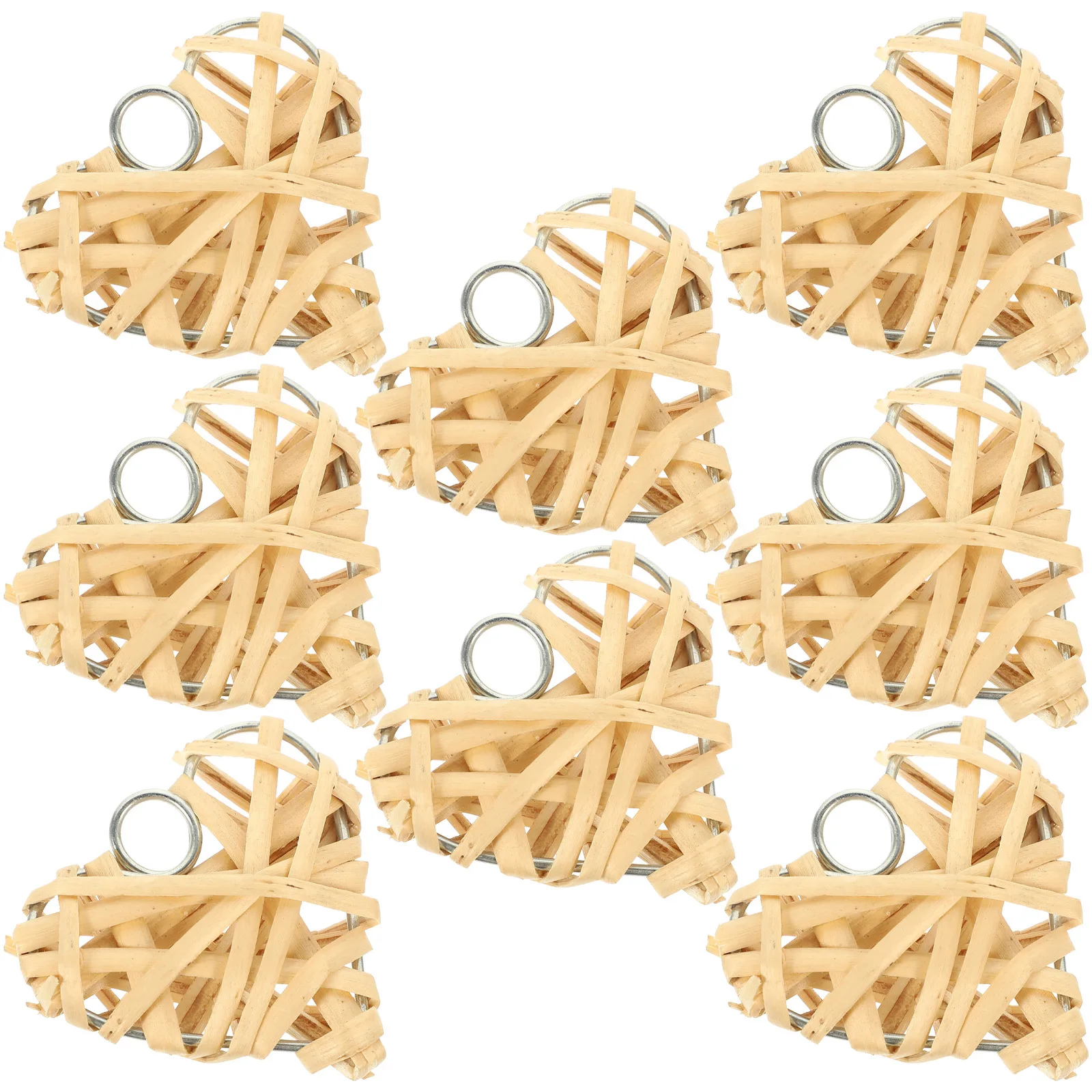 

8Pcs Heart-Shaped Rattan Pendants Sturdy Hanging Decorations Romantic Valentines Day Wedding Party Photo Props