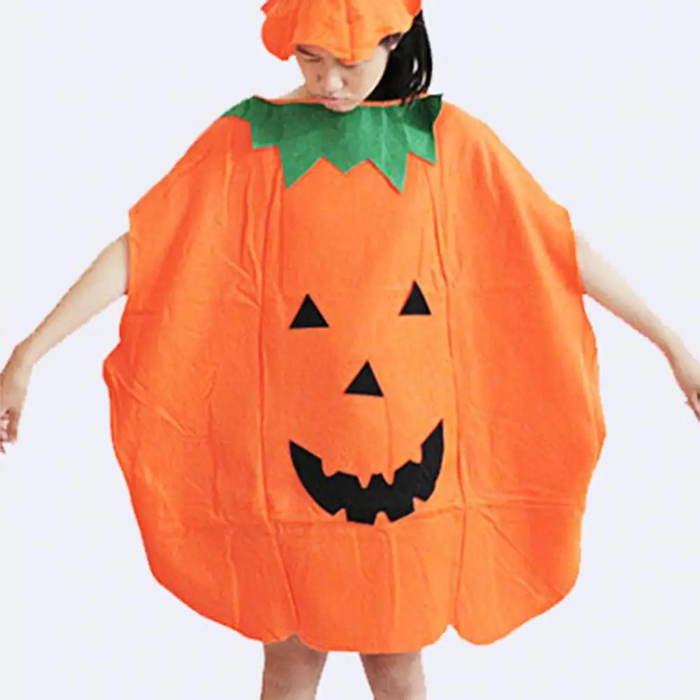 Disfraz de calabaza de Halloween para niños, ropa de Cosplay para fiesta de Halloween, capa, sombrero, bolsa de caramelo, Color de contraste, Unsiex, utilería para fotos, Perf