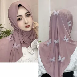 Hijab della decorazione della farfalla delle donne dell'involucro della testa della signora musulmana