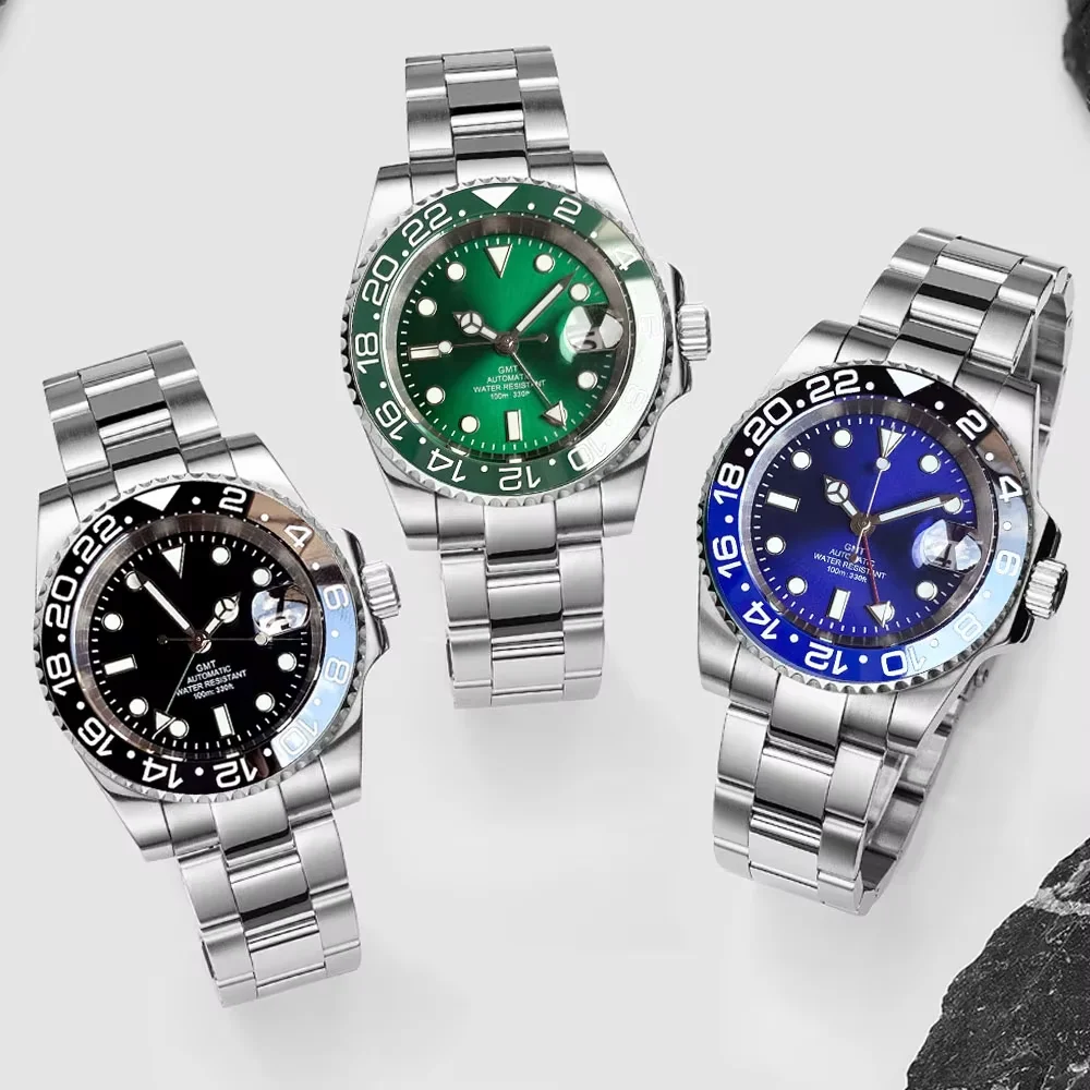 

Tandorio 40 мм классические зеленые водные призрак дайверский стиль сапфировое стекло 20ATM автоматические NH34 GMT мужские наручные часы зеленый люм