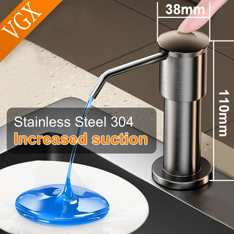 

Дозатор для мыла VGX с комплектом удлинительных трубок, нержавеющая сталь 304, дозатор жидкого мыла, дозатор моющего средства для кухонной мойки, аксессуар