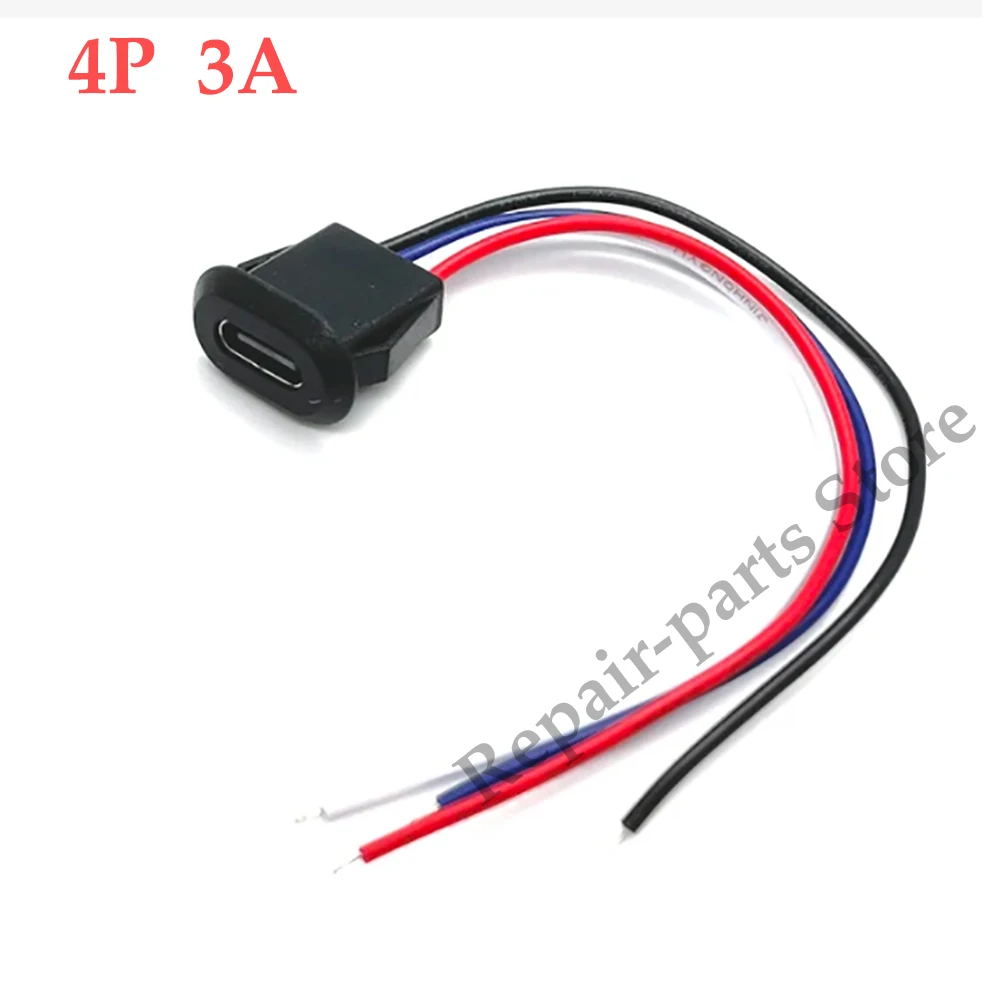 2–10 Stück USB Typ-C wasserdichter USB-Steckverbinder, direkte Kompressionsbuchse, Buchsenanschluss, Ladeschnittstelle mit Schweißdraht