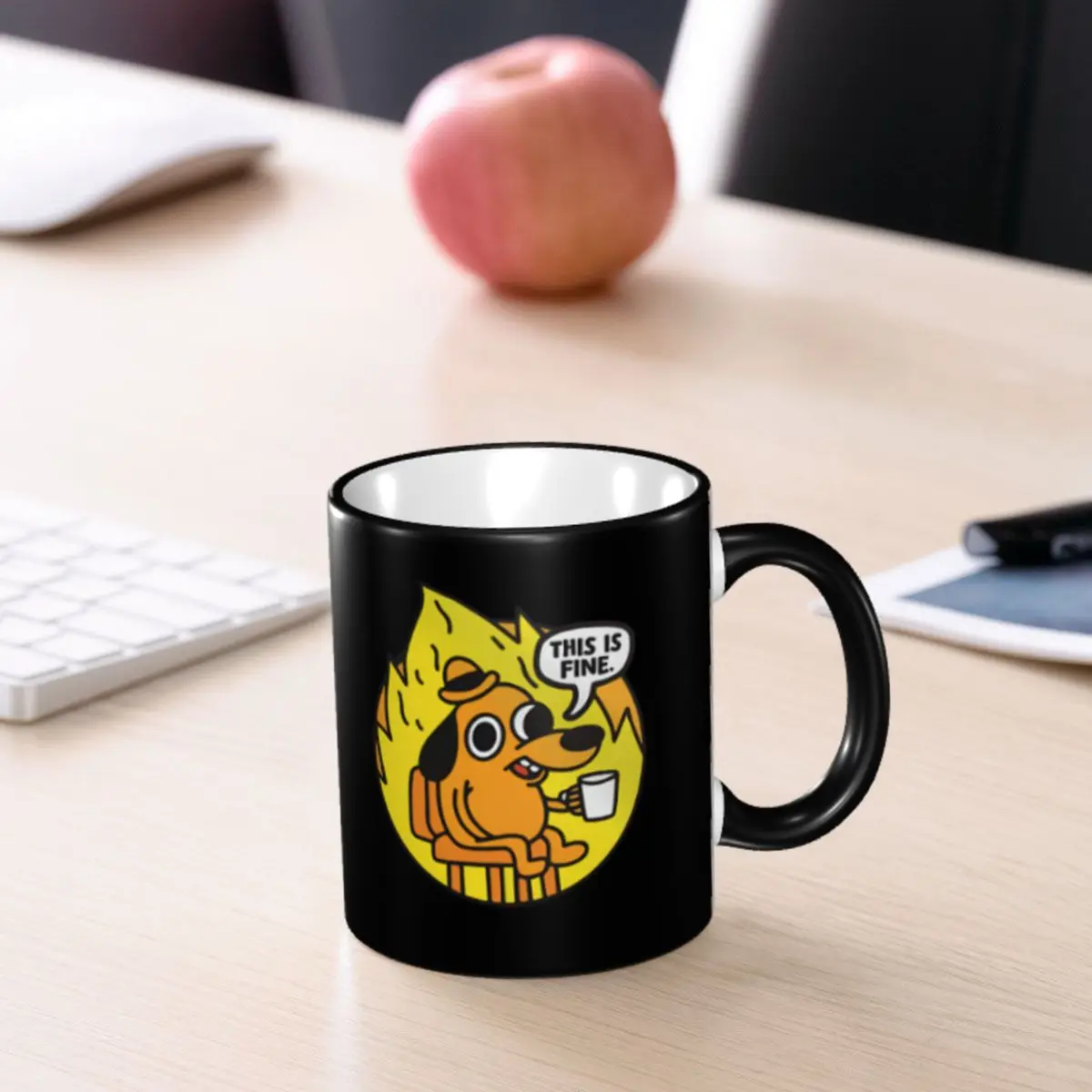 Custom I Am Fine Everything Is Fine Coffee Mug DIY Cute Cartoon Dog Ceramic Tea Milk Cup 6