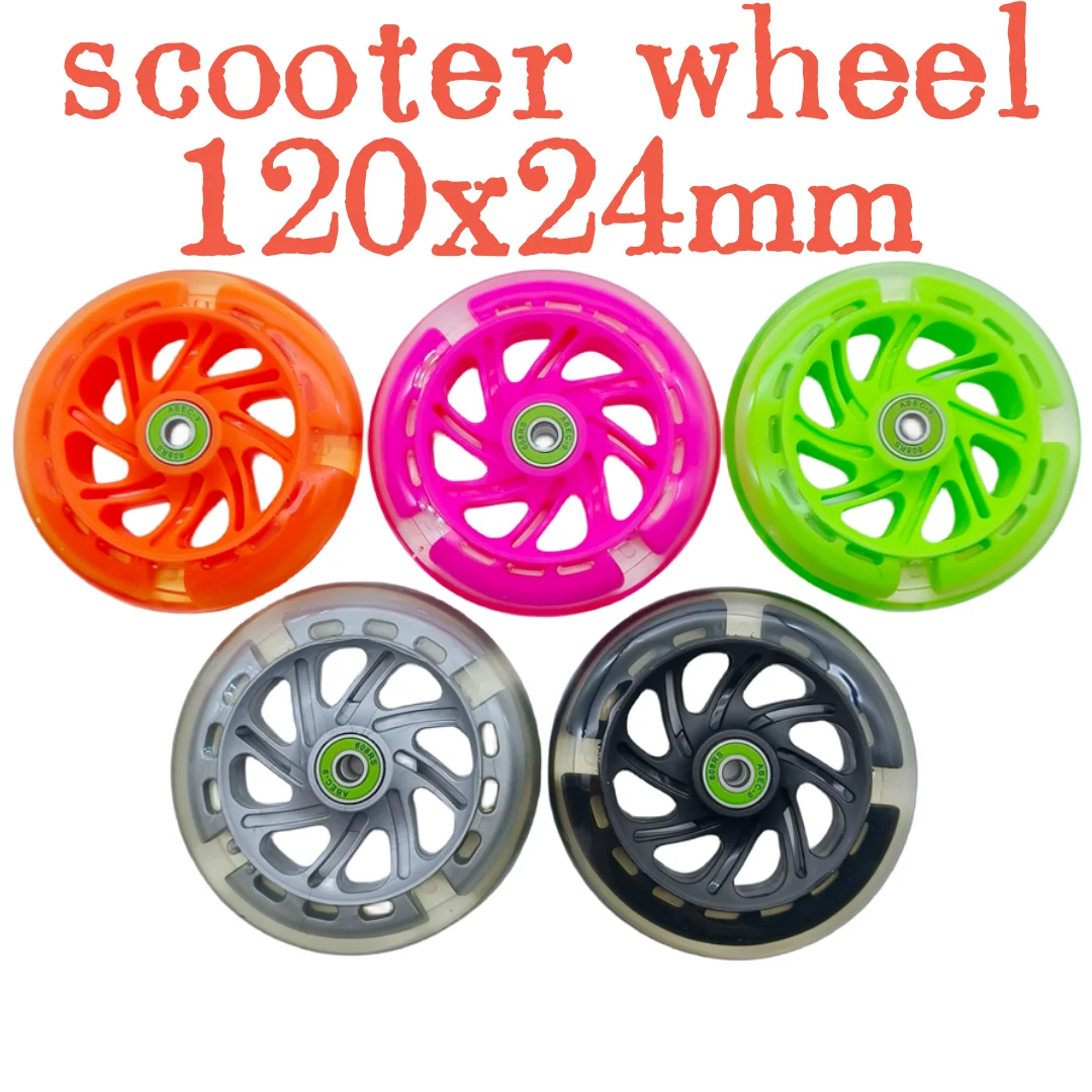 Scooter wheel for Children flashing wheel lighting wheel 120x24mm bearing abec-9 2 wheels/lot