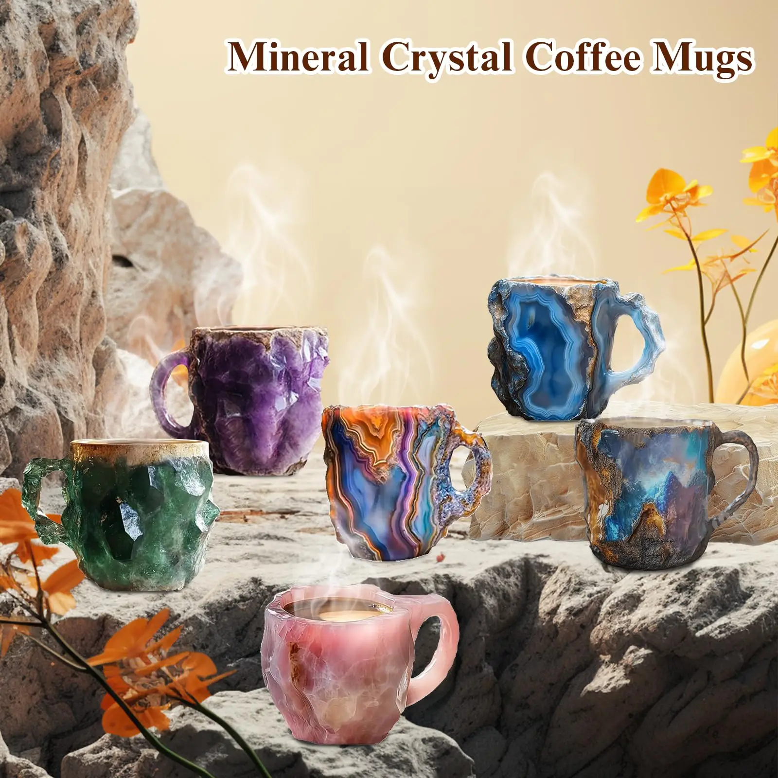 Mineralkristall-Kaffeetasse 2025, neue mehrfarbige, elegante Kristall-Weihnachtstassen, Geschenk für Zuhause und Büro, Küchenbedarf