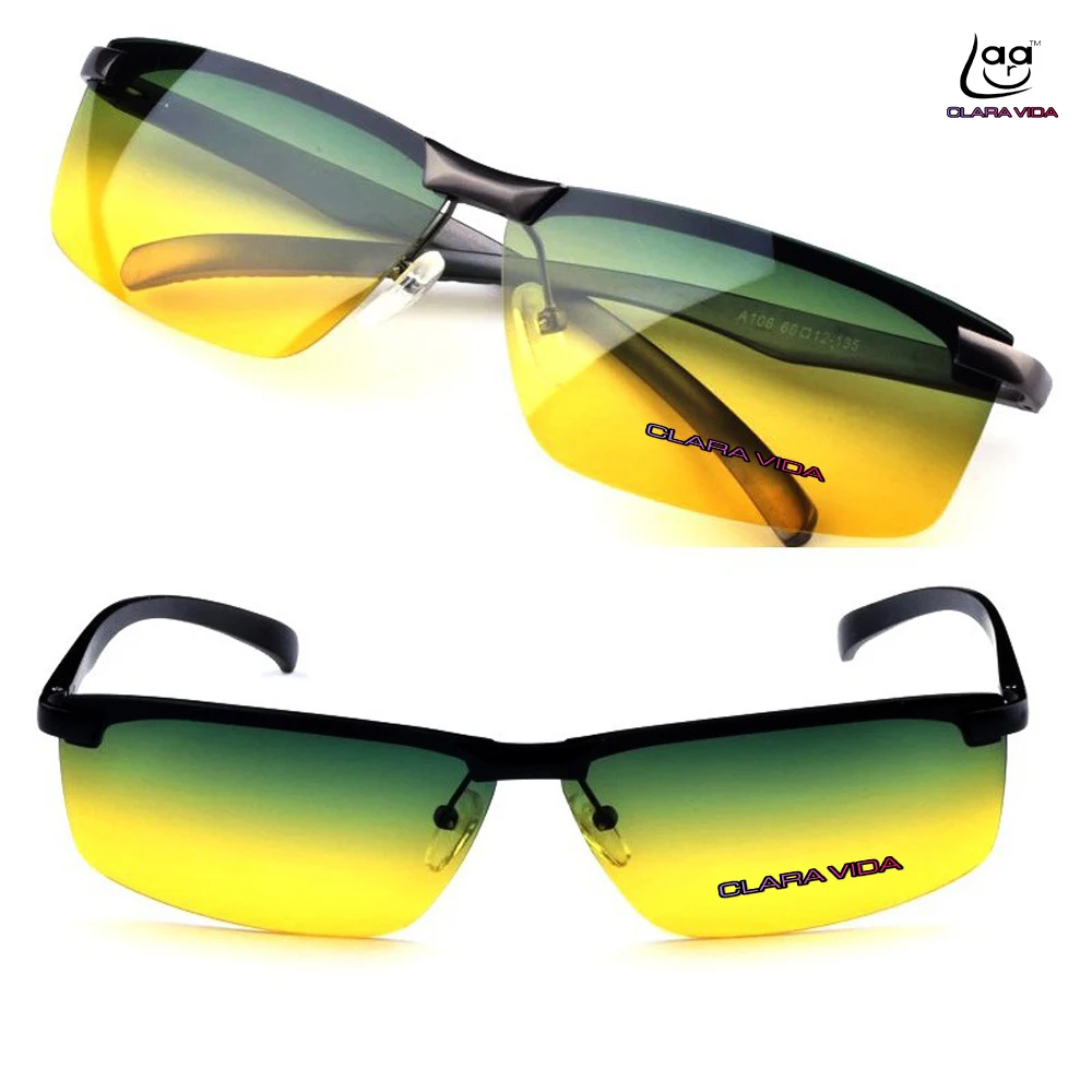 =Clara Vida= Day And Night For Vision Multifunctional Aluminium-magnesium Polarized Uv400 Uv100% Men Sunglasses