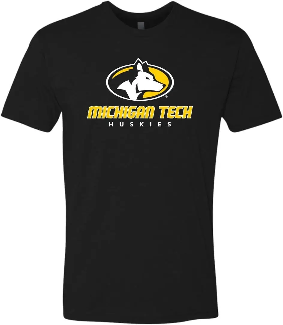 |   Мужская/женская футболка с логотипом MTU Premium Michigan Tech Huskies