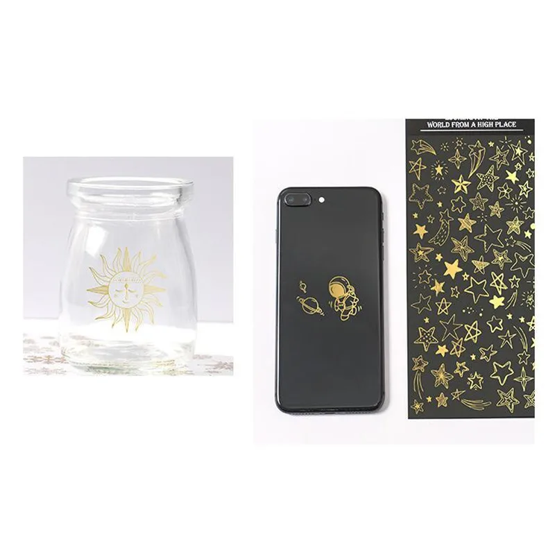 Nieuwe Gouden Planeet Decoratie Stickers Universe Space Sticker Voor Diary Photo Telefoon Diy Scrapbooking Briefpapier Schoolbenodigdheden