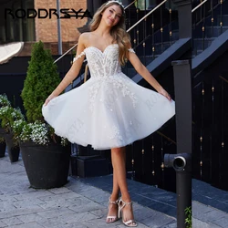 RODDRSYA-vestido De novia corto De encaje con escote Corazón, vestido De novia con cremallera y Espalda descubierta, vestido De novia De princesa, Vestido De playa con hombros descubiertosvestido De novia corto De enca