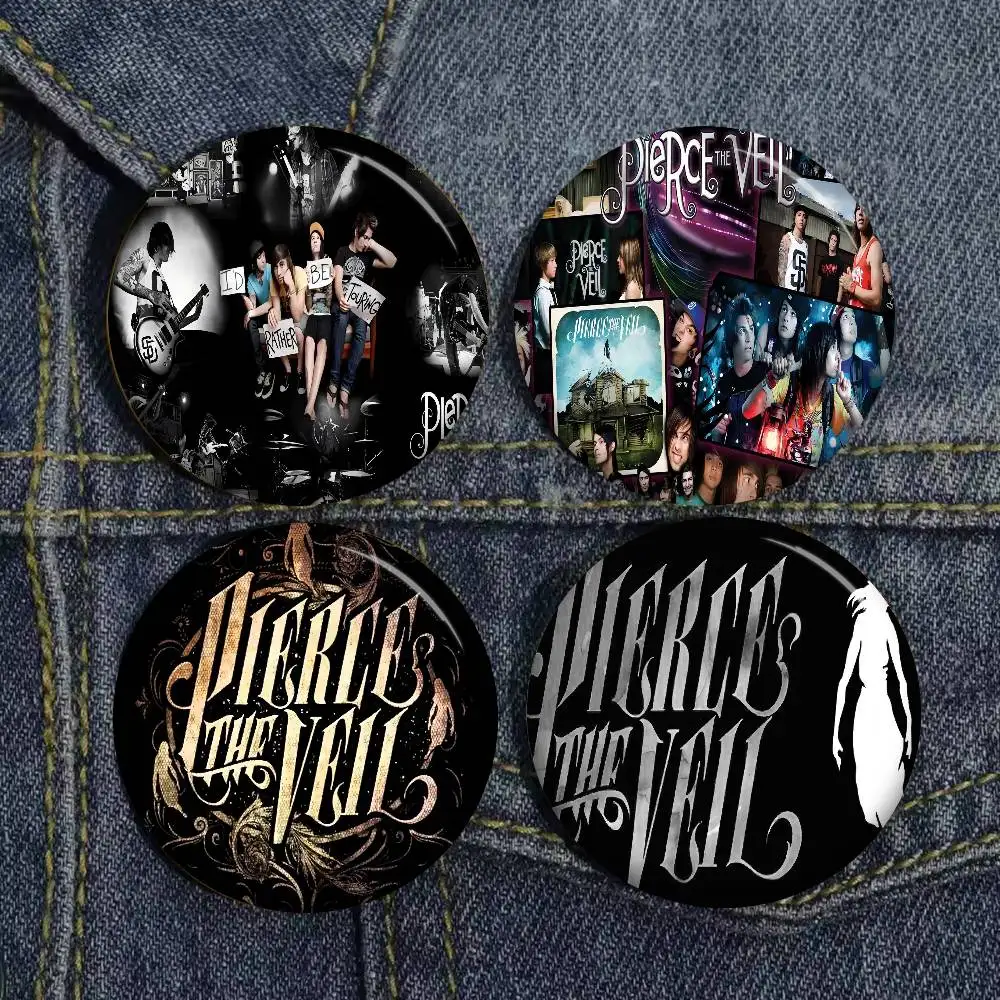 P-Pierce T-The V-Veil Band Creative Pins Funny Faces Round Snap-in Brooch Badge Backpack Hat Accessories Jewelry Gifts