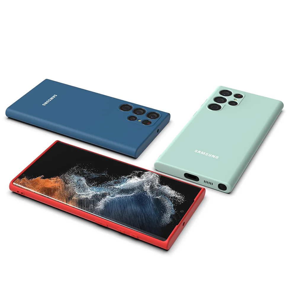 حافظة لهاتف سامسونج جالاكسي S25Ultra S24Ultra S24 S23 S22 S21 S20 Ultra Plus S23FE S21FE S20FE غطاء خلفي من السيليكون السائل