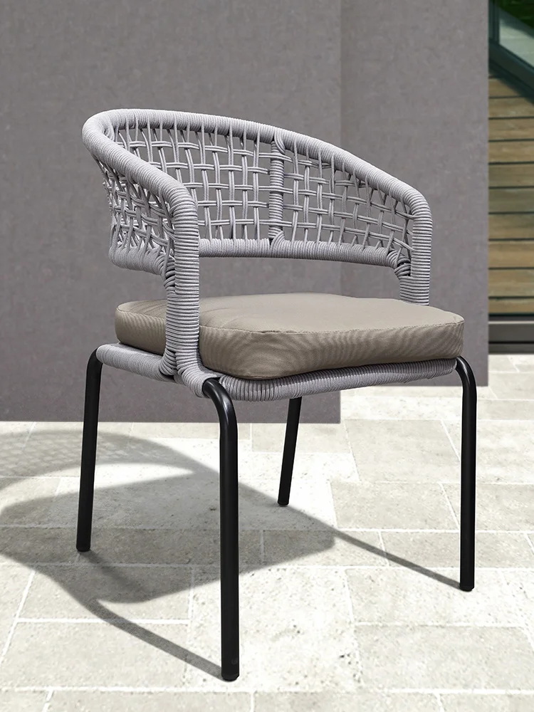 Nordic outdoor table and chair combination outdoor courtyard rope woven leisure dining chair terrace designer garden dining chai