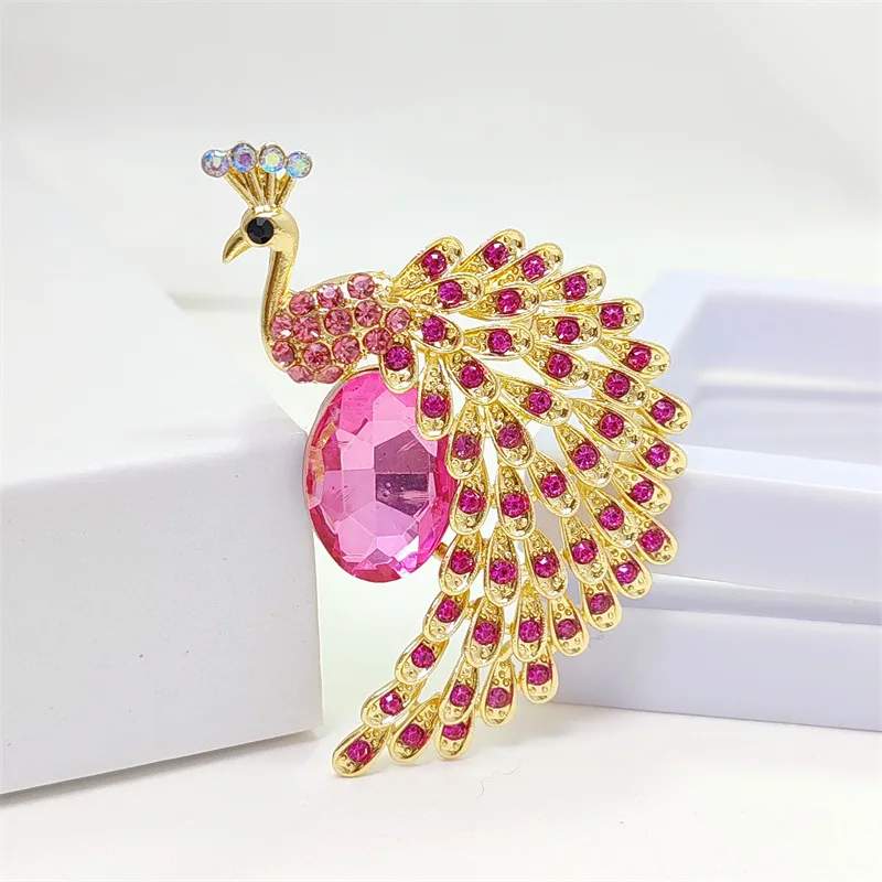 Exquisite Rhinestone Peacock Brooch For Unisex Luxury Colorful Zircon Animal Brooches Clothing Office Accessories Banquet Gifts view 2