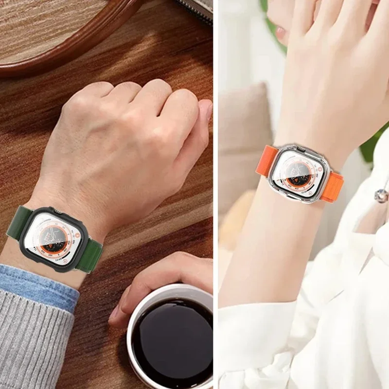 Kaca + casing untuk jam tangan Apple Ultra 49mm tali jam tangan pintar pelindung layar bemper Aksesori penutup Tempered iwatch seri Ultra 2