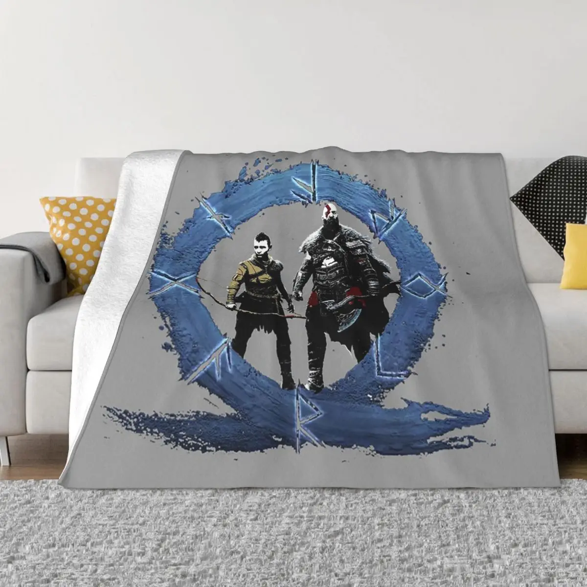 

Men God Of War Kratos Game Blanket Soft Warm Flannel Throw Blanket Cover for Bed Living room Picnic Travel Home Couch