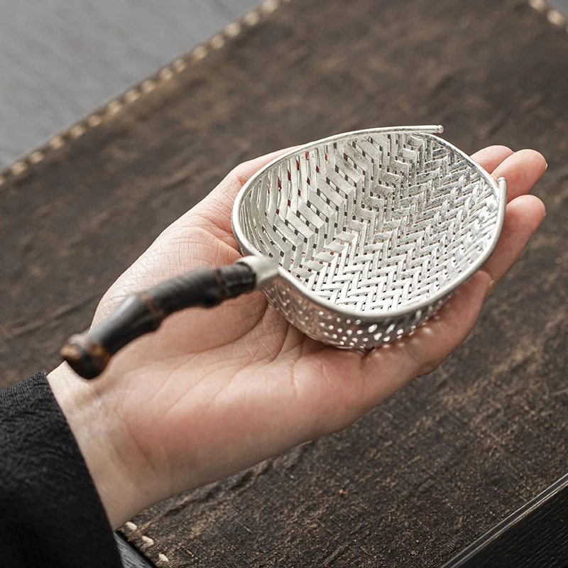 Purple Bamboo Handle Net Bag Tin Tea Strainer Fair Cup Filter Home Heat Insulation Anti-scald Tea Filter Net Teaware Accessories