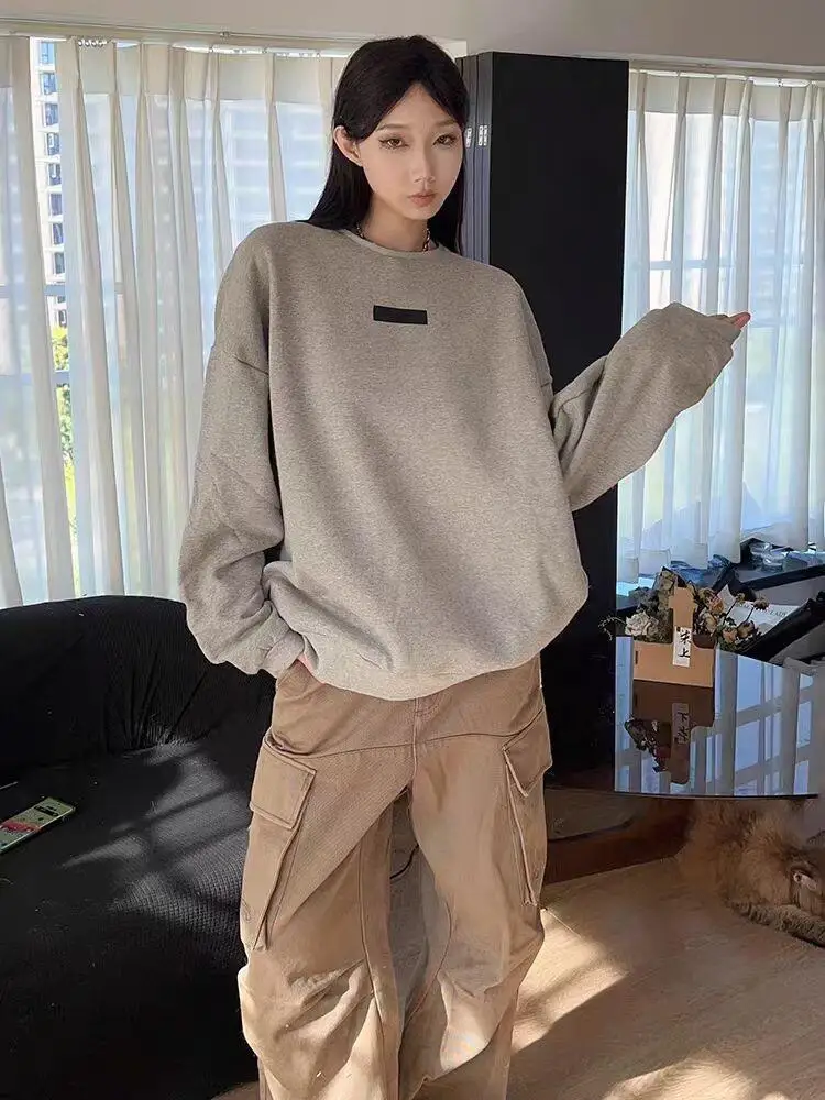 

Couple's Fce Lined round Ne Sweatirt ential Brand Men's And Women's Loose Fit Cotton Crew Ne Pullover Hoodie