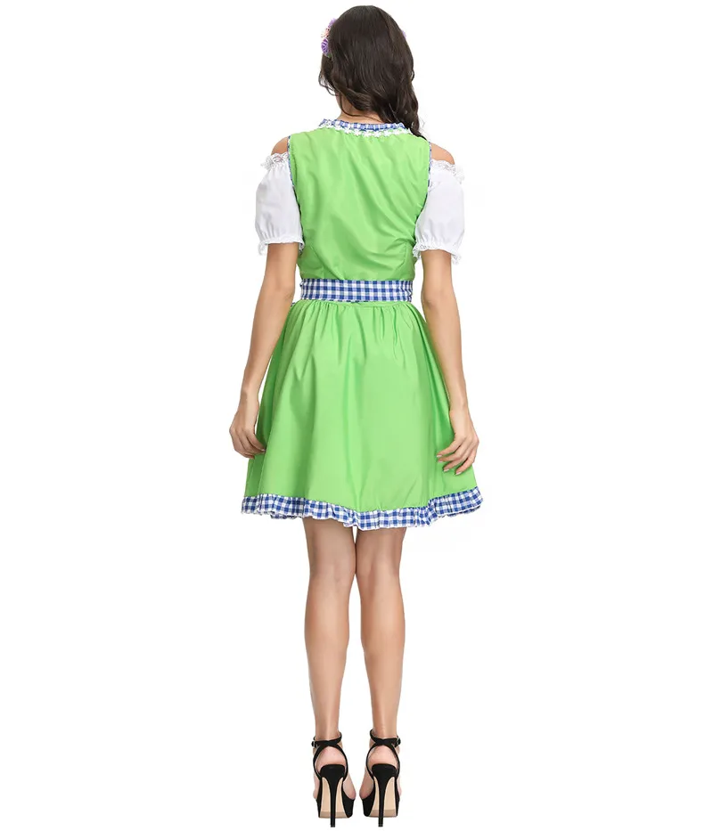 Vestido Dirndl e avental para adultos, Fato Oktoberfest, Festival da Baviera, Cosplay Beer Wench Maid, Roupa de Festa Extravagante, Blusa Feminina