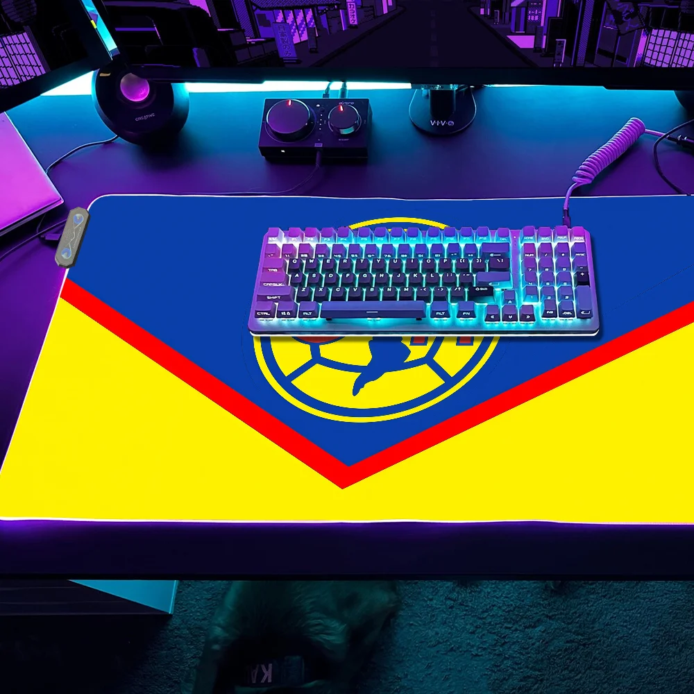 

D-De Football Gaming MousePad Светодиодные настольные коврики с подсветкой Mexico Rubber Desktop XXL RGB Desk A-A-America Club F-F-Futbol S Micro USB