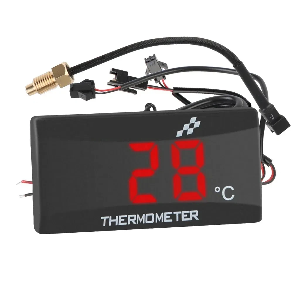 Motorcycle Thermometer  Water Tank Retrofit 0~120°C Monitor Red Blue Indicator Warning 12V Motorcycle Thermometer With Senso