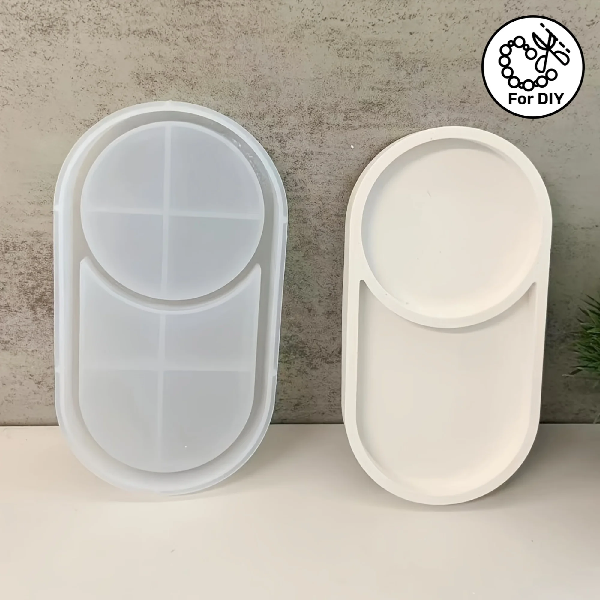 Moule ovale rond en silicone pour moulage de résine époxy, durable, flexible, facile à utiliser pour l'artisanat fait main et le rangement de bijoux, 1/2 pièce