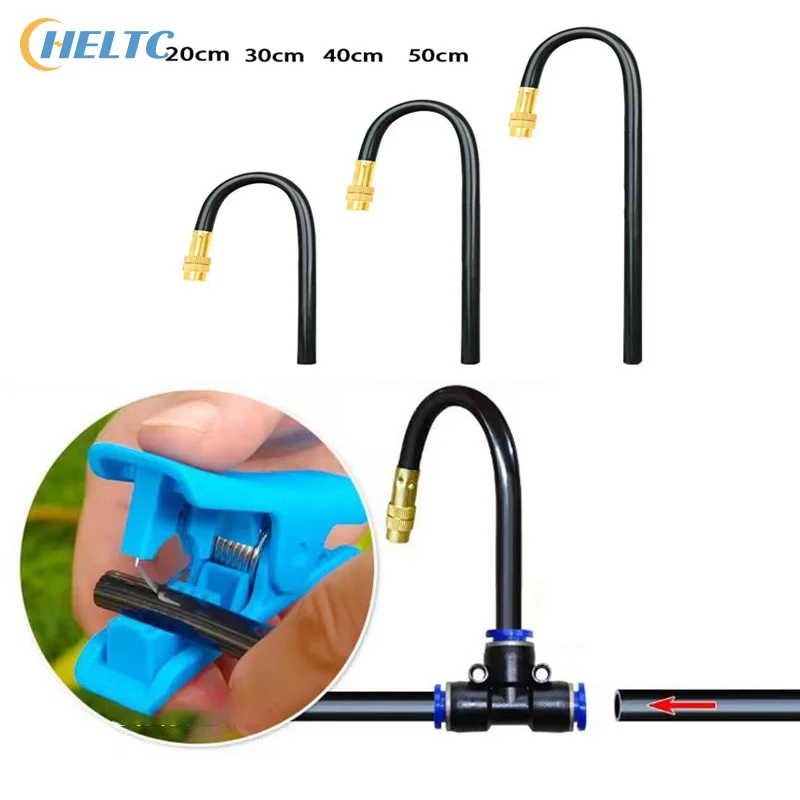 5Pcs 20/30CM 360° Bend Brass Misting Nozzles 8MM Quick Connect Garden Irrigation Auto Watering Adjustable Atomizer Sprayer