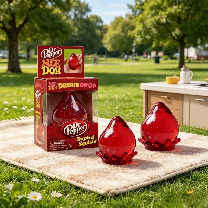 Juguete Antiestrés Dr Pepper x NeeDoh Nice Cube, Cubo Sensorial Suave para Niños y Adultos, Alivio de la Ansiedad