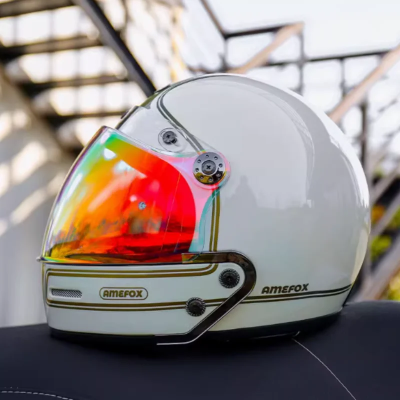 

Variable 3/4 Combination Helmet Retro Helmet Full helmet Motorcycle Helmet White Gold Four Season Cruise Universal Capacete